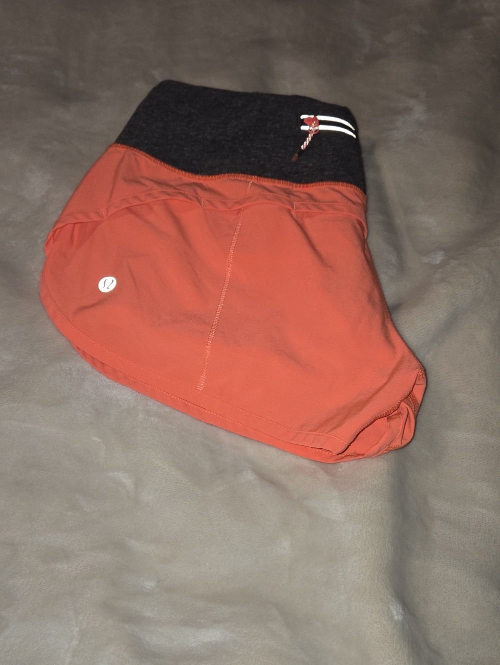 lululemon athletica Orange Athletic Shorts with Black Waistband